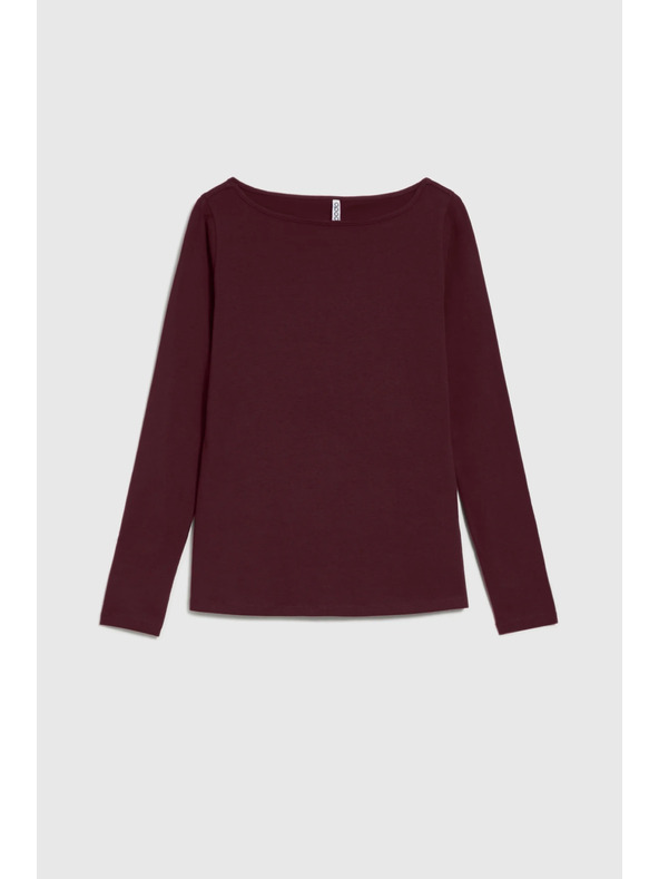 Moodo Prilegajuća bluza s dugim rukavima vinska Moodo