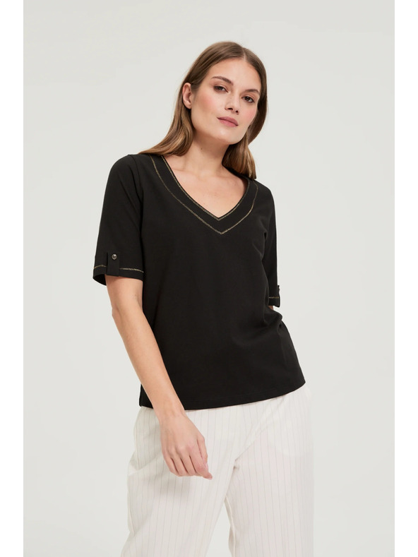 Moodo Bluza s V izrezom crna Moodo