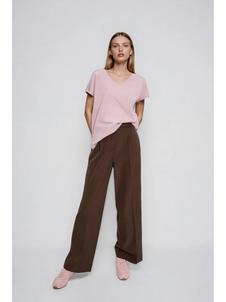 Moodo Pamučna majica s V izrezom svjetlo ružičaste Moodo