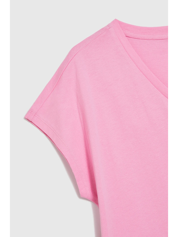 Moodo Pamučna majica s V izrezom ružičaste Moodo