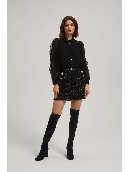 Moodo Suknja u stilu tweeda s dekorativnim dugmadima crna Moodo