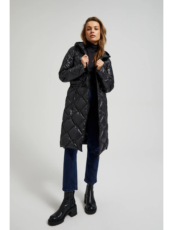 Moodo Prošivana jakna sa zateznom vezom crna Moodo