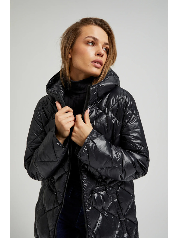 Moodo Prošivana jakna sa zateznom vezom crna Moodo