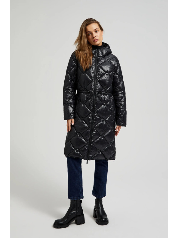 Moodo Prošivana jakna sa zateznom vezom crna Moodo