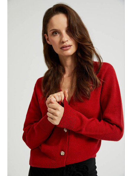 Moodo Kardigan s dugmadima u obliku ruže crvena Moodo