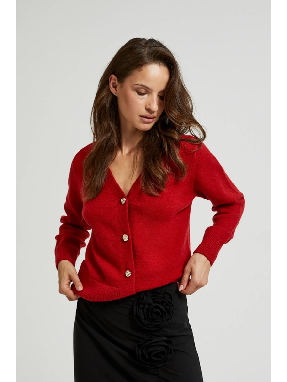 Moodo Kardigan s dugmadima u obliku ruže crvena Moodo
