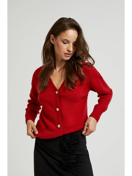 Moodo Kardigan s dugmadima u obliku ruže crvena Moodo