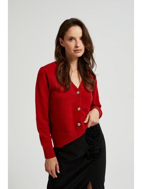 Moodo Kardigan s dugmadima u obliku ruže crvena Moodo