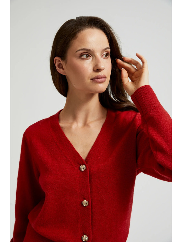 Moodo Kardigan s dugmadima u obliku ruže crvena Moodo