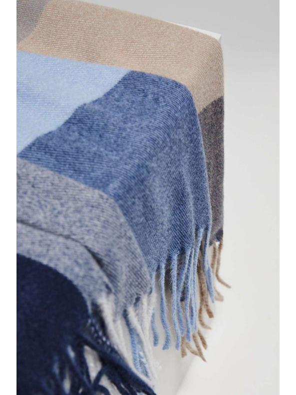 Moodo Tamno plavi šal sa šahovskom prugom i resama Moodo