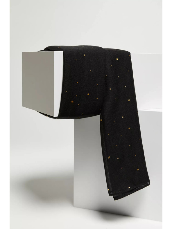 Moodo Šal sa zlatnim isprintom crni Moodo