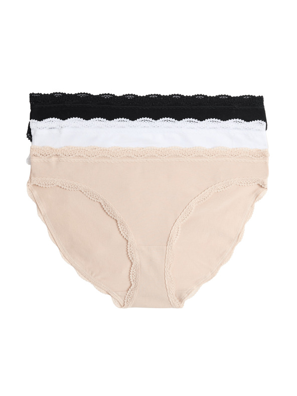 Marks & Spencer Pamučne bikini gaće s čipkom, set od 3 Marks & Spencer bež