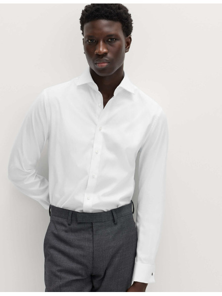 Marks & Spencer Marks & Spencer bijela uska košulja od pamučnog kepera s duplim manšetama