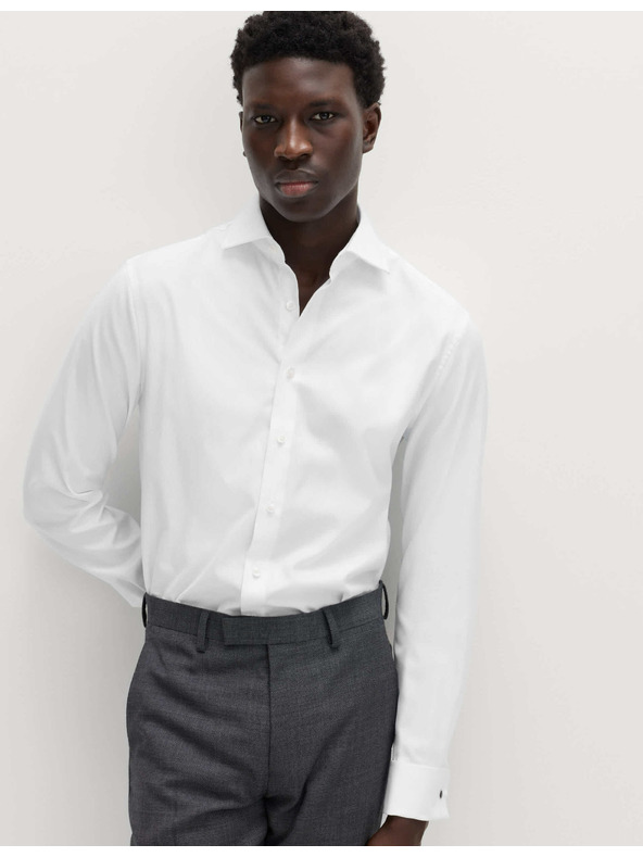 Marks & Spencer Marks & Spencer bijela uska košulja od pamučnog kepera s duplim manšetama