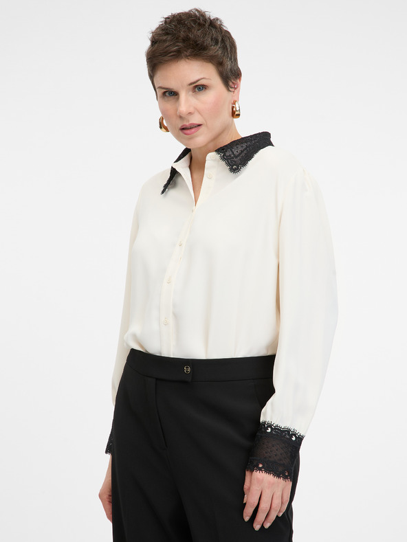 Orsay Krem ženska košulja s kontrastnim ovratnikom ORSAY