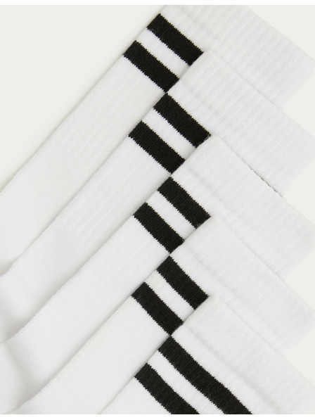 Marks & Spencer Prugaste sportske čarape s visokim udjelom pamuka, set od 5 parova (6 male – 7 velike) Marks & Spencer bijela