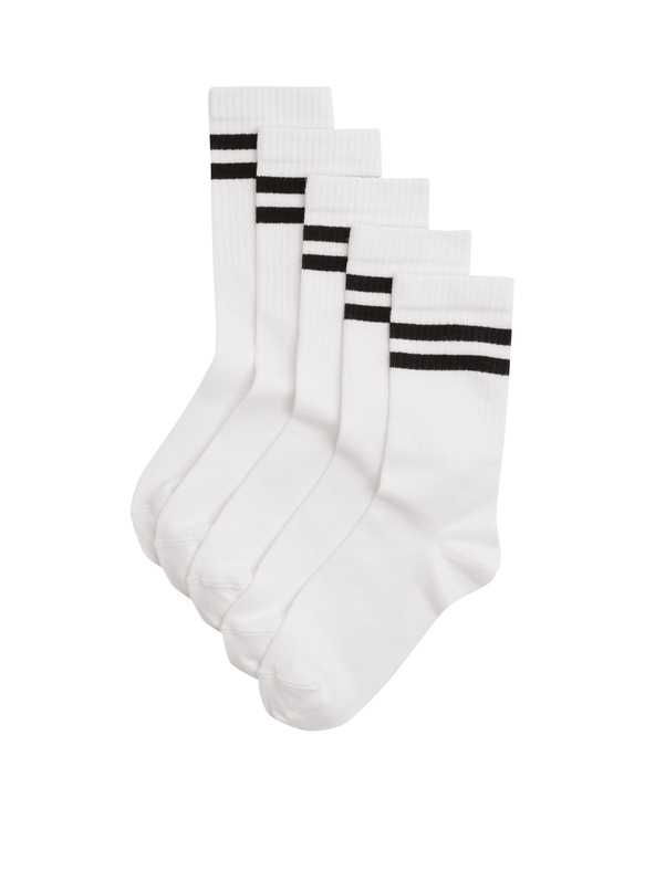 Marks & Spencer Prugaste sportske čarape s visokim udjelom pamuka, set od 5 parova (6 male – 7 velike) Marks & Spencer bijela