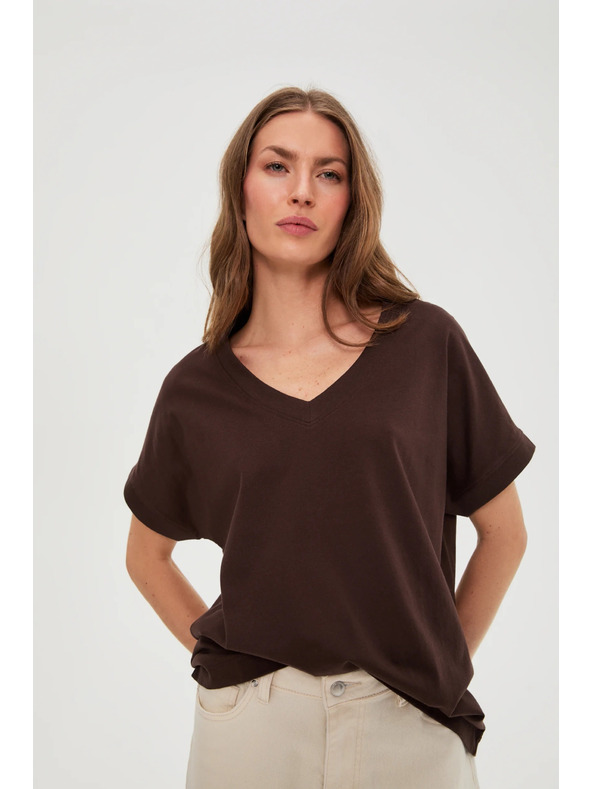 Moodo Majica sa izrezom smedja Moodo