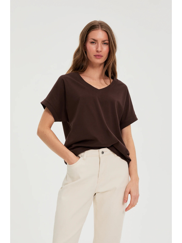 Moodo Majica sa izrezom smedja Moodo