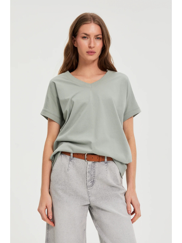 Moodo Majica sa izrezom maslinasto zelena Moodo