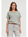 Moodo Majica sa izrezom maslinasto zelena Moodo