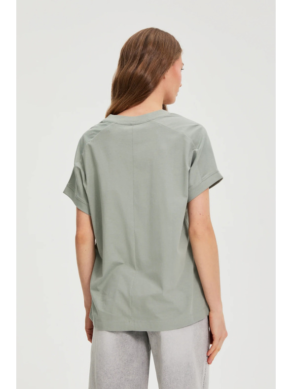 Moodo Majica sa izrezom maslinasto zelena Moodo