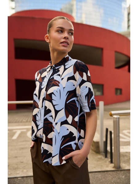 Moodo Uzorovana košulja tamno plava Moodo