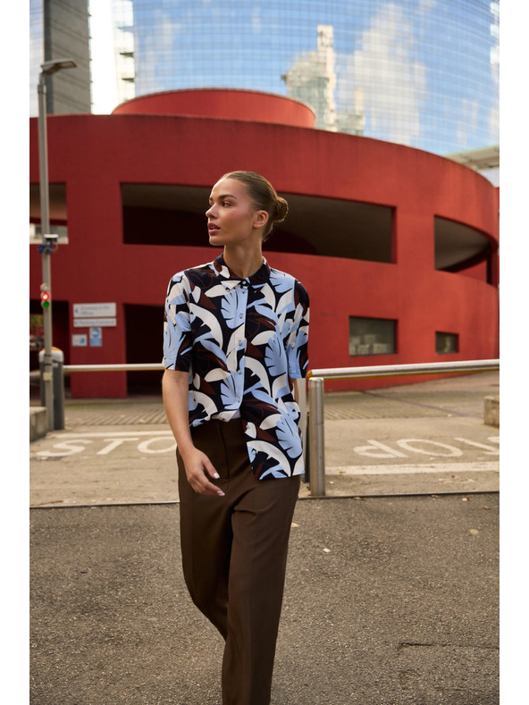 Moodo Uzorovana košulja tamno plava Moodo