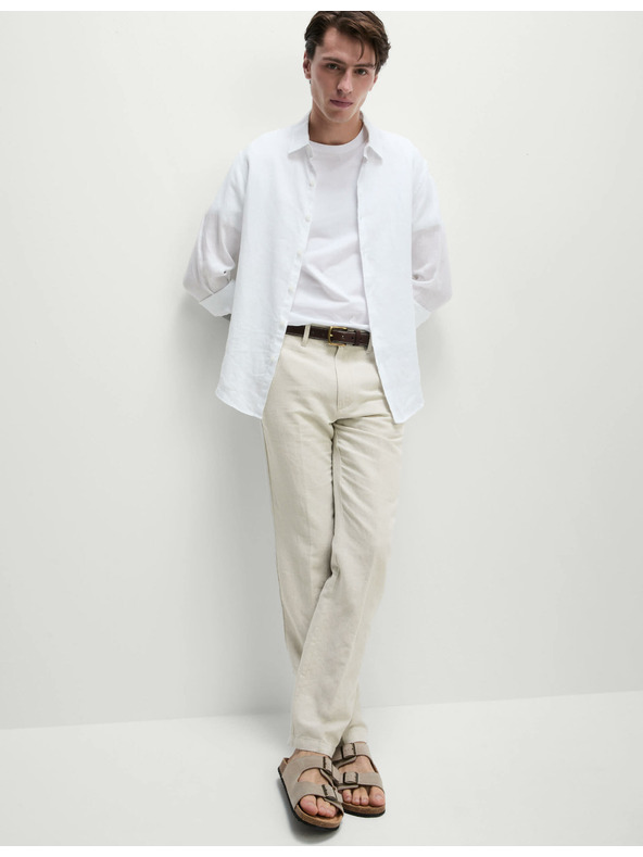 Marks & Spencer Chino hlače od lnene mješavine, normalan kroj Marks & Spencer bež