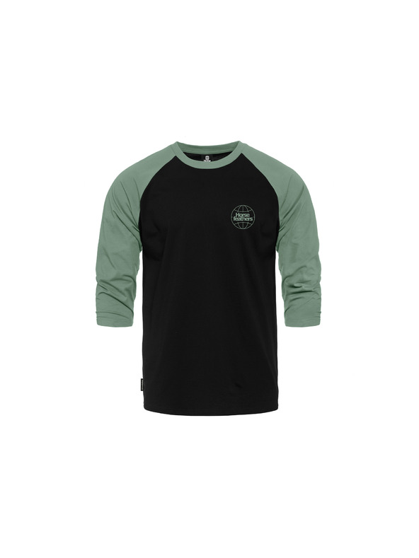 Horsefeathers Majica Global Raglan - black/iceberg green