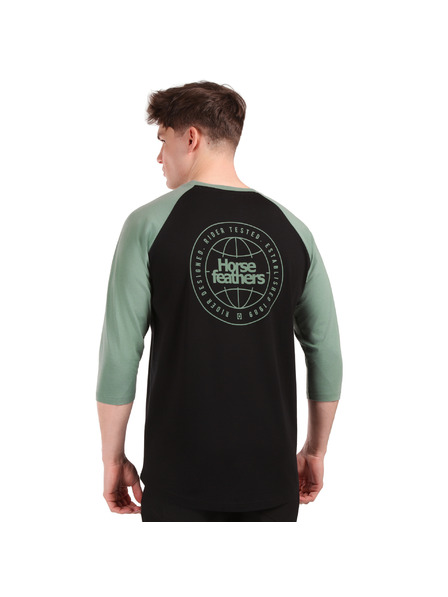 Horsefeathers Majica Global Raglan - black/iceberg green