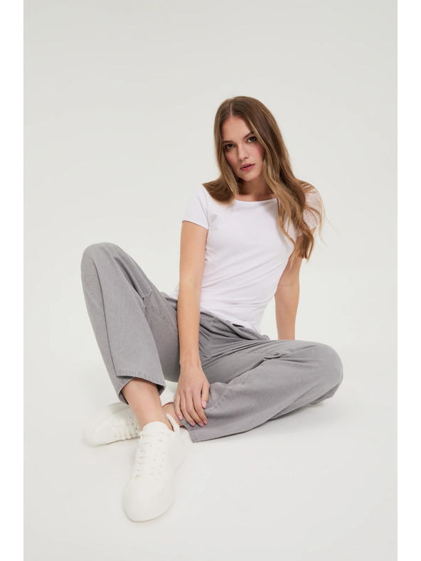 Moodo Traperice širokih nogavica sive Moodo