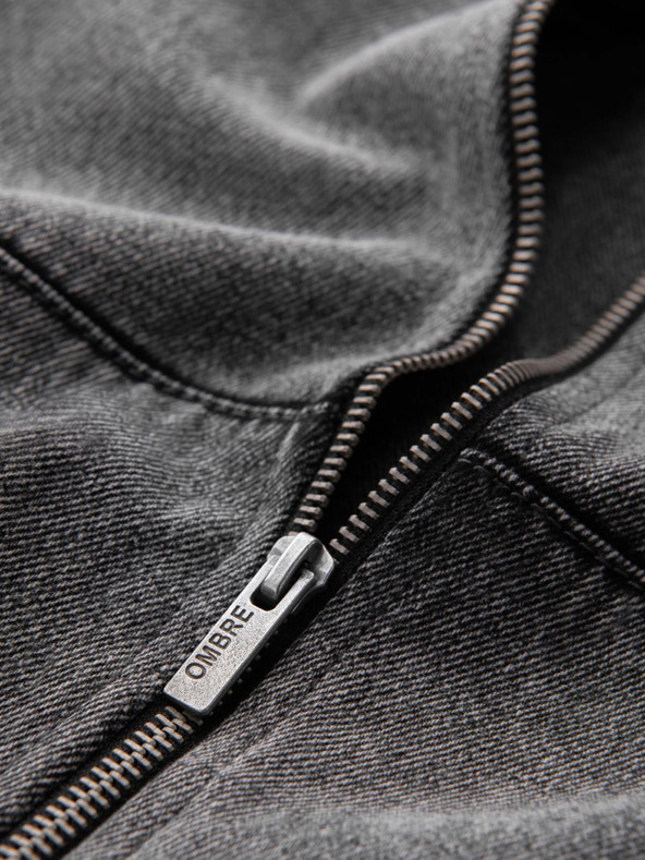 Ombre Clothing Muška traper bomber jakna s efektom pranja kamena - siva V1 OM-JADJ-0163 Ombre odjeća