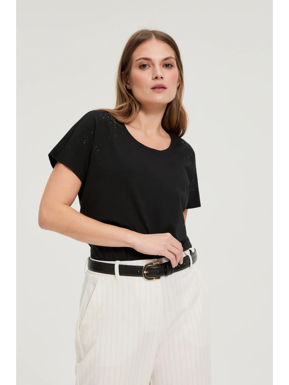 Moodo Bluza s dekorativnom aplikacijom crna Moodo