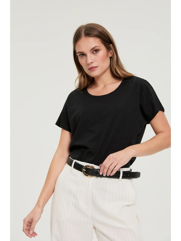 Moodo Bluza s dekorativnom aplikacijom crna Moodo