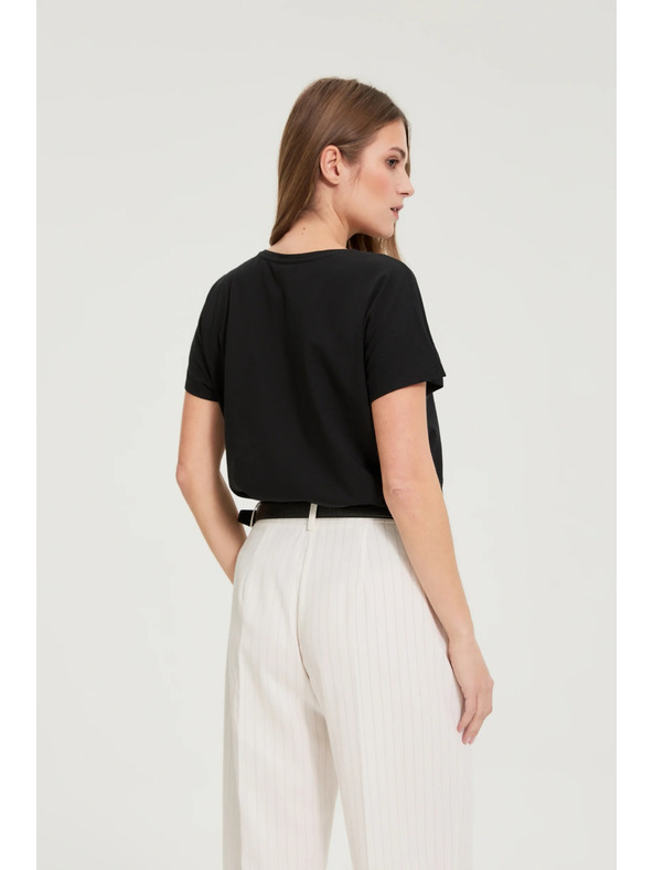 Moodo Bluza s dekorativnom aplikacijom crna Moodo