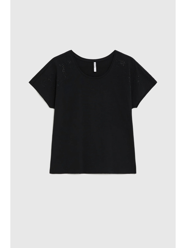 Moodo Bluza s dekorativnom aplikacijom crna Moodo