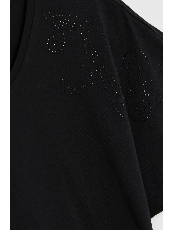 Moodo Bluza s dekorativnom aplikacijom crna Moodo