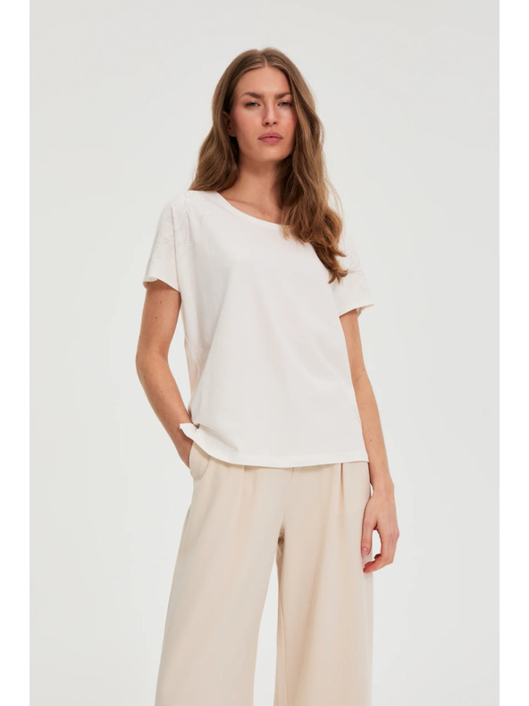 Moodo Bluza s dekorativnom aplikacijom bijela Moodo