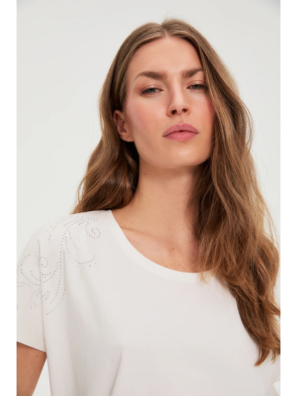 Moodo Bluza s dekorativnom aplikacijom bijela Moodo