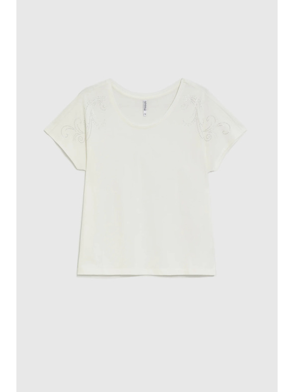 Moodo Bluza s dekorativnom aplikacijom bijela Moodo