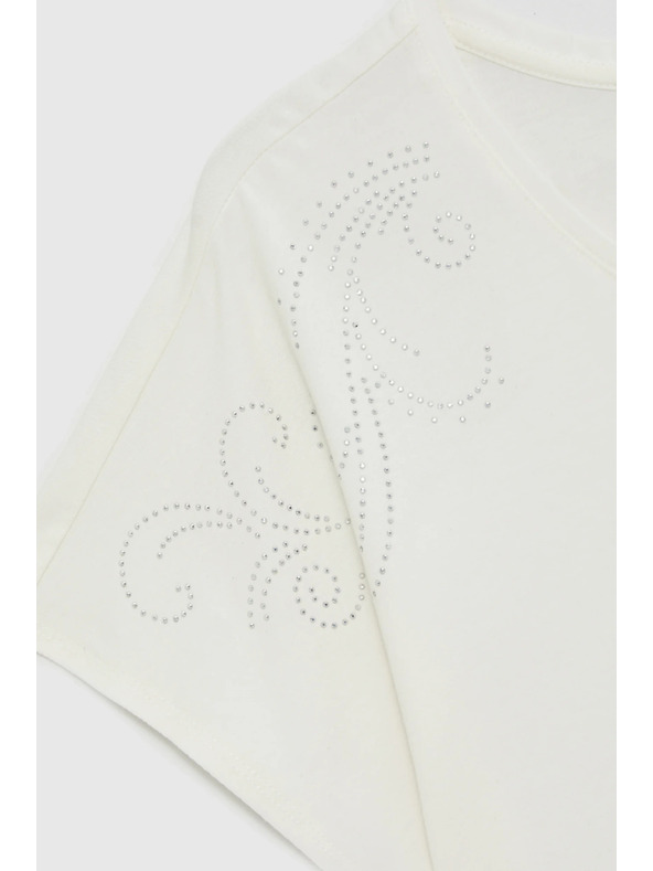 Moodo Bluza s dekorativnom aplikacijom bijela Moodo