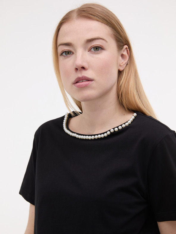 Orsay Crna ženska majica s aplikacijom ORSAY