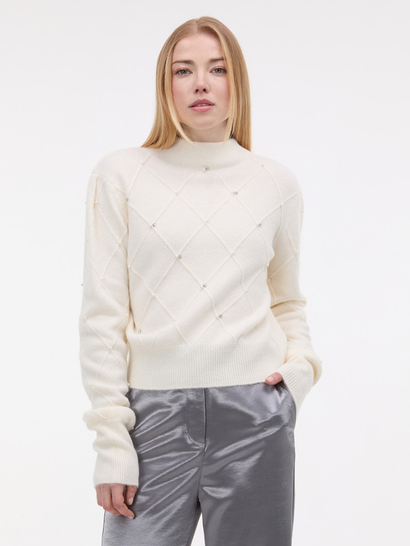 Orsay Kremasti ženski džemper s aplikacijom ORSAY