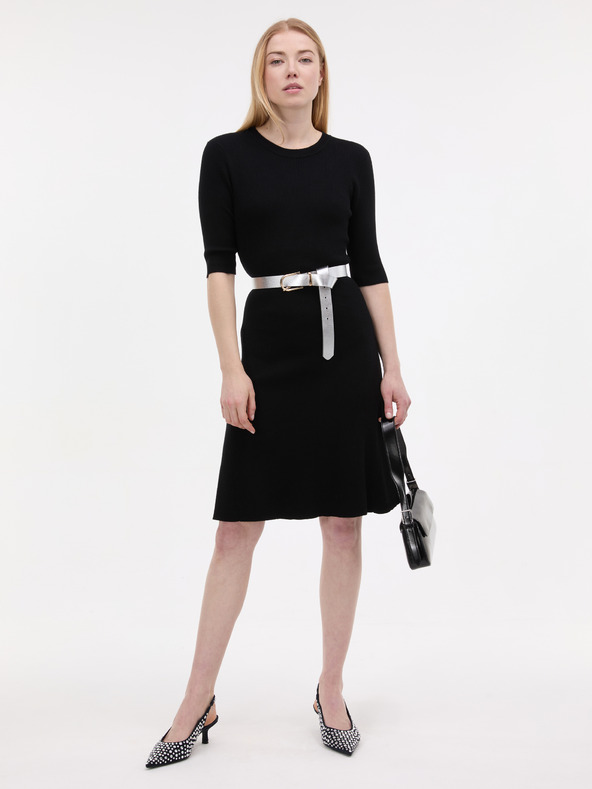 Orsay Crna ženska haljina do koljena ORSAY