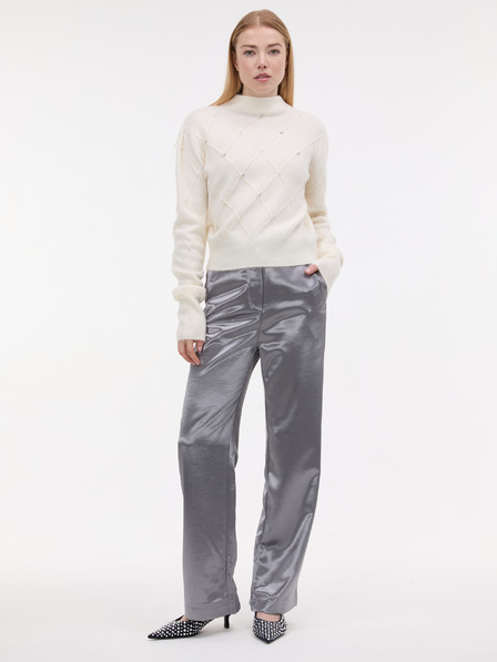 Orsay Srebrne satenske ženske hlače ORSAY