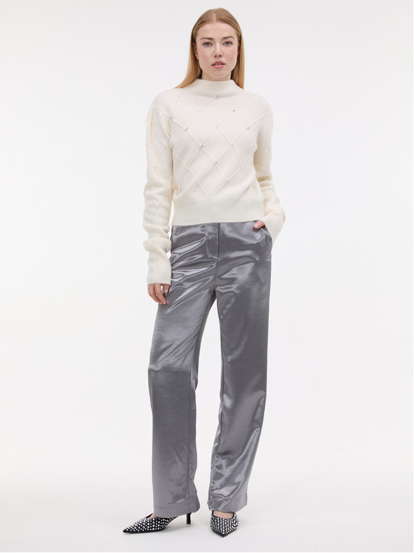 Orsay Srebrne satenske ženske hlače ORSAY