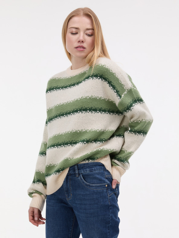 Orsay Zeleni ženski prugasti pulover ORSAY