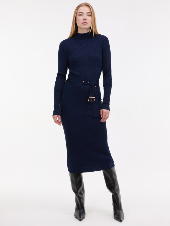 Orsay Tamnoplava ženska midi haljina s remenom ORSAY