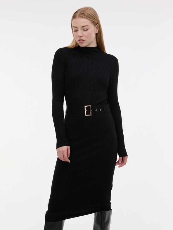 Orsay Crna ženska midi haljina s remenom ORSAY